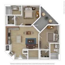 1 Room of a 2 BR unit, 1030 SQFT 120A floor plan